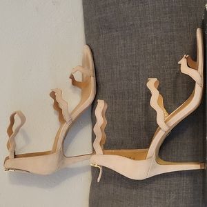 J. Crew suede scalloped stilleto sandals